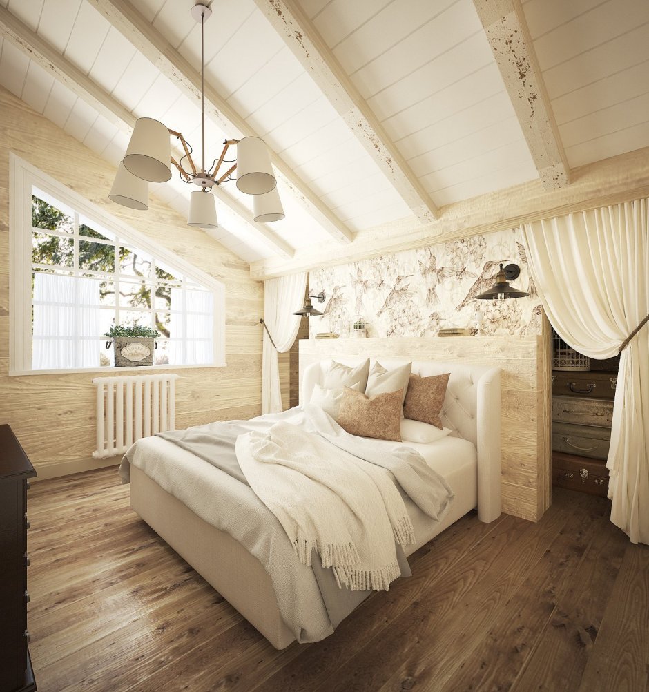 Спальня Прованс в деревянном доме (35 фото)