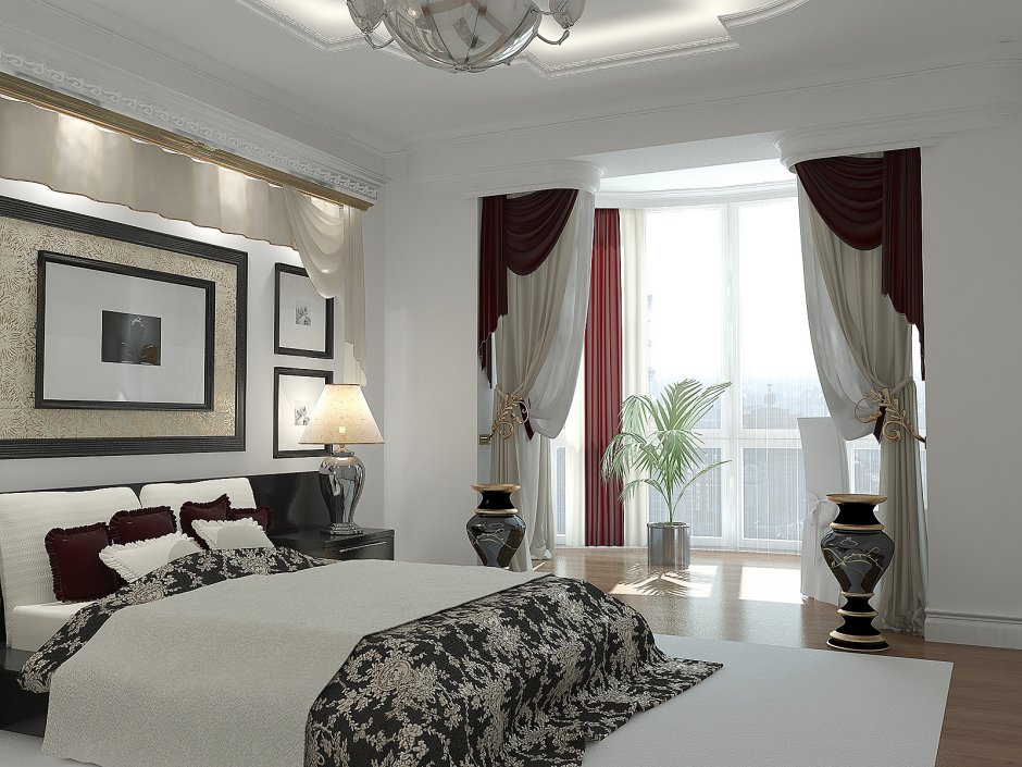 Спальня в классическом стиле с балконом