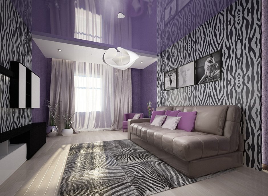Потолок серый с фиолетовым