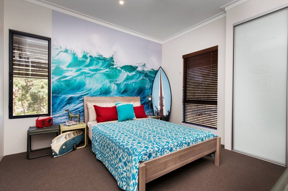 Морской стиль в интерьере спальни