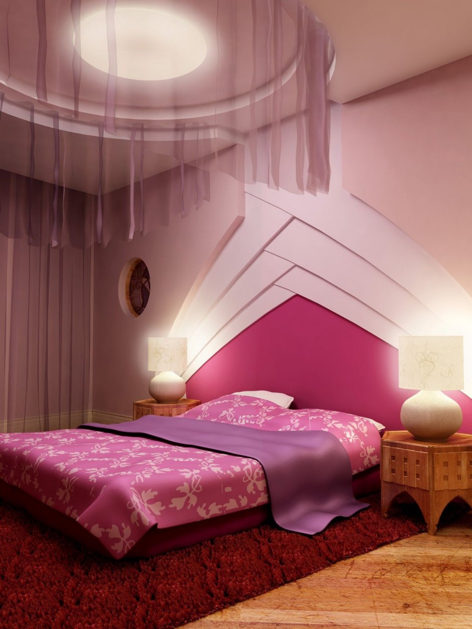 Спальня в розовых цветах
