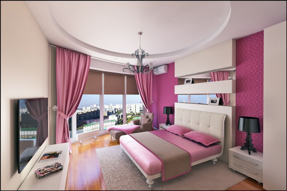 Комнаты в современном стиле в розовых тонах