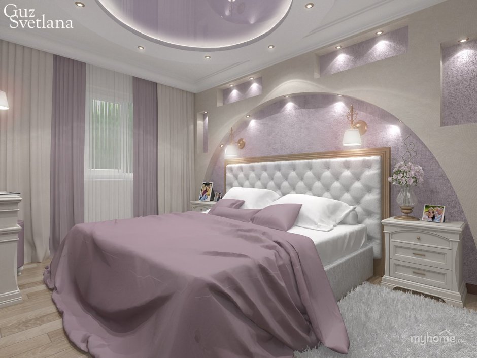 Спальня в современном стиле лиловая