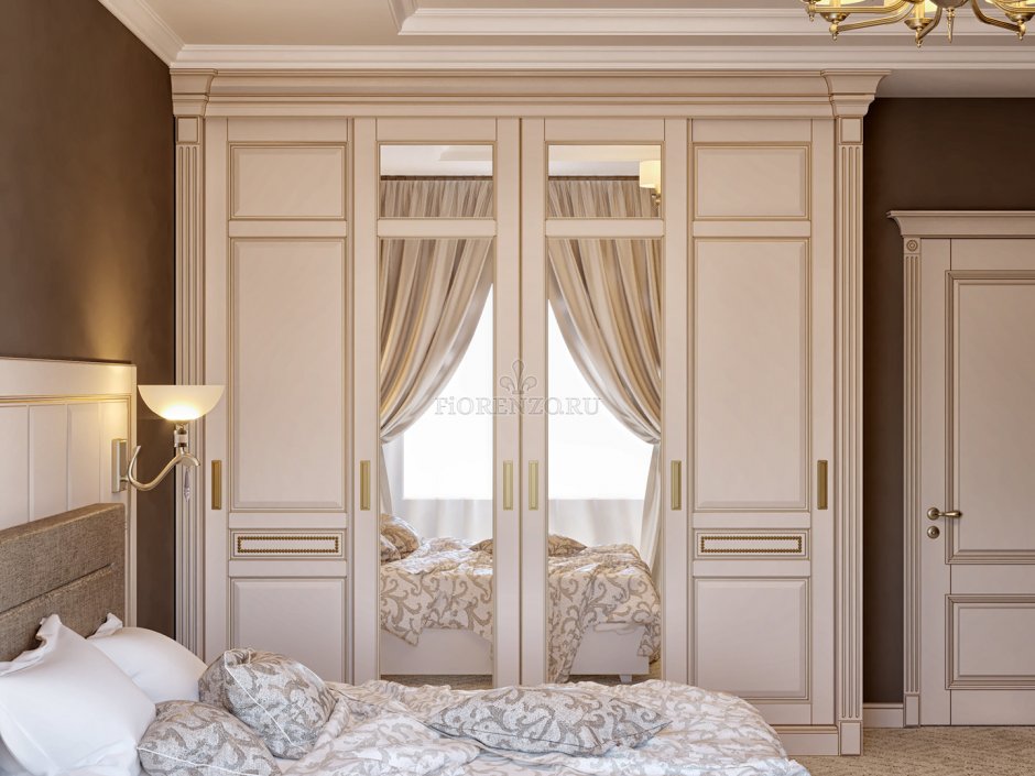 Шкаф купе в классическом стиле в спальню