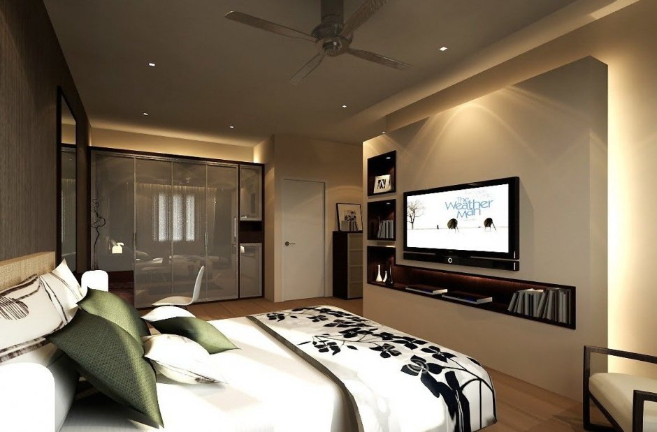 Большая спальня с телевизором