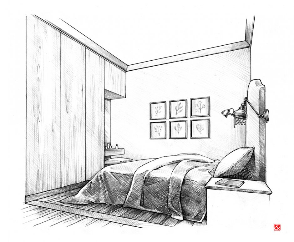 Угловая перспектива спальни