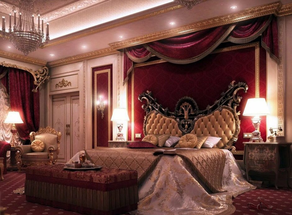 Красная спальня в стиле Барокко