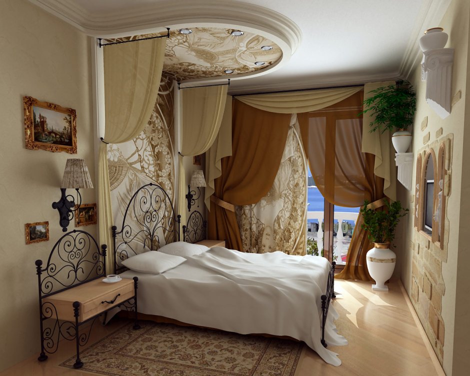 Маленькая спальня в греческом стиле