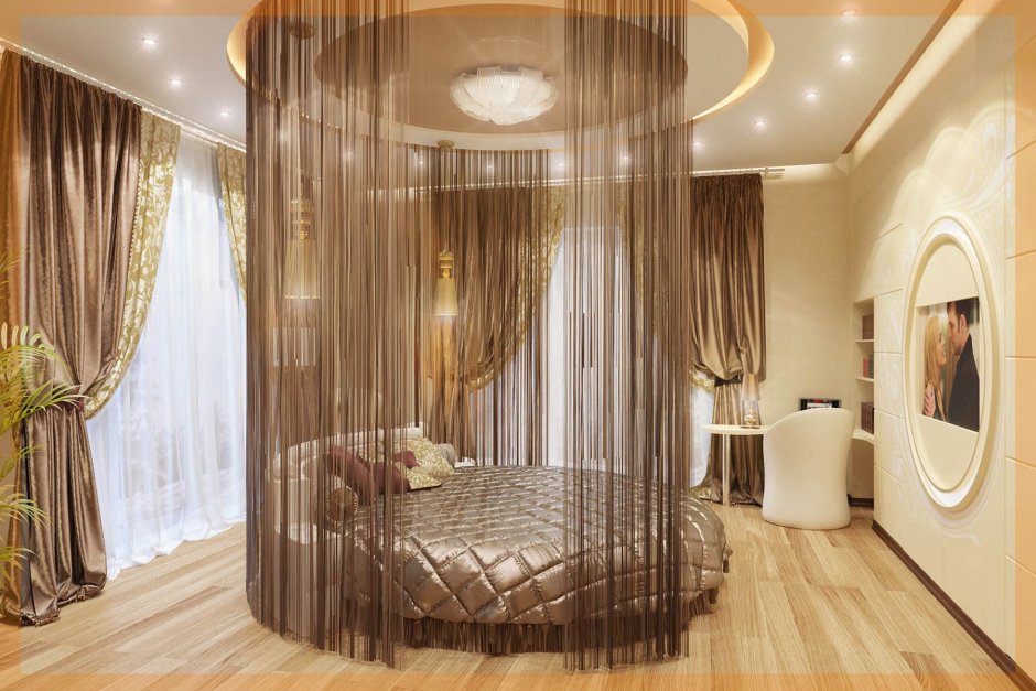 Спальня с балдахином рисунок