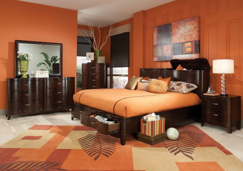 Комната в коричнево оранжевых тонах