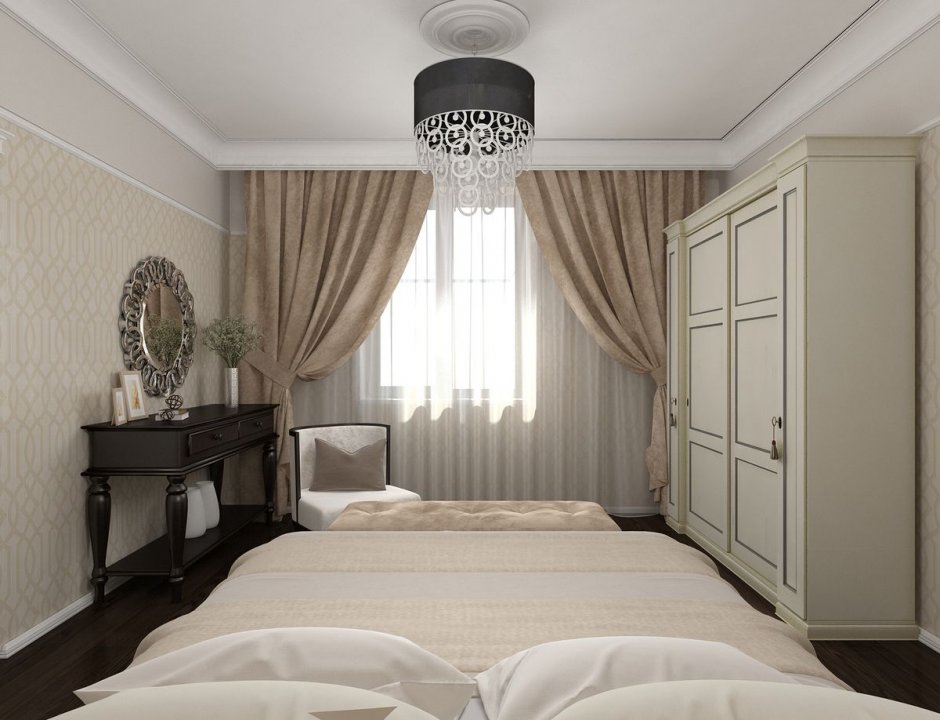 Спальня в классическом стиле с асимметрией