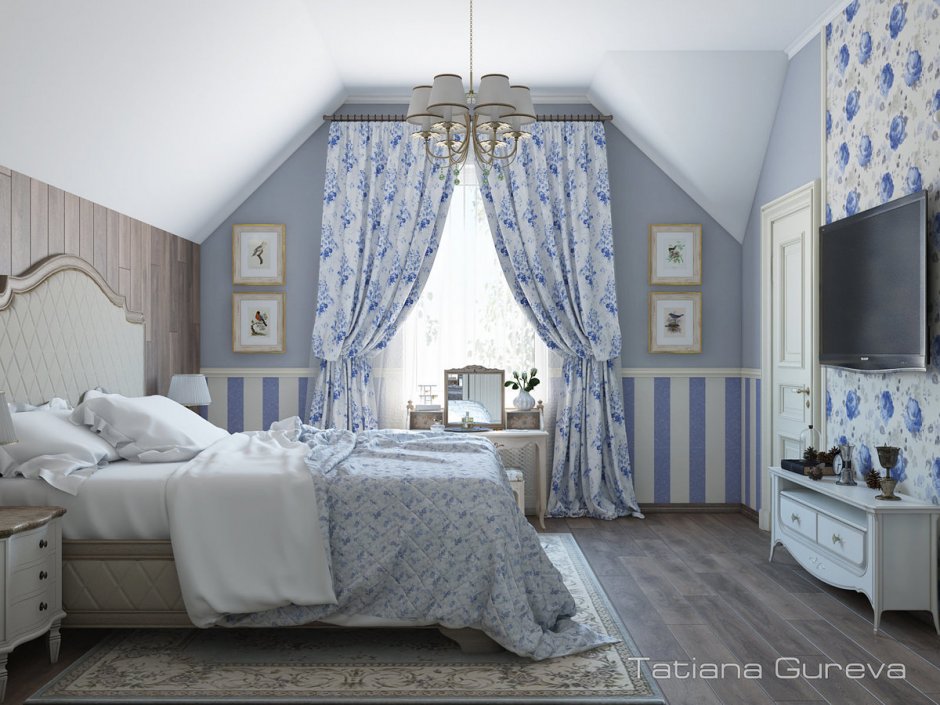 Спальня Прованс в голубых тонах