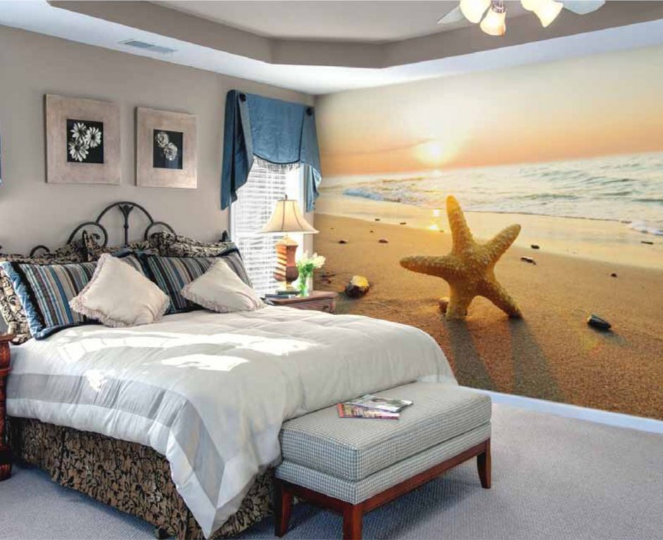 Фотообои в спальне морская тематика
