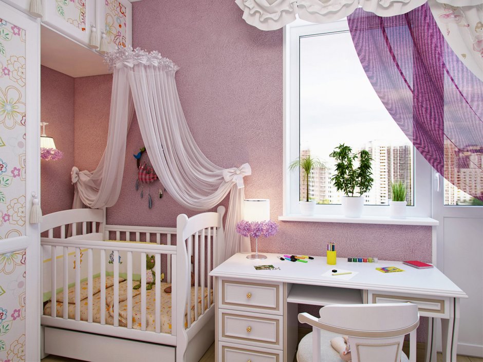 Цветочный интерьер детской комнаты