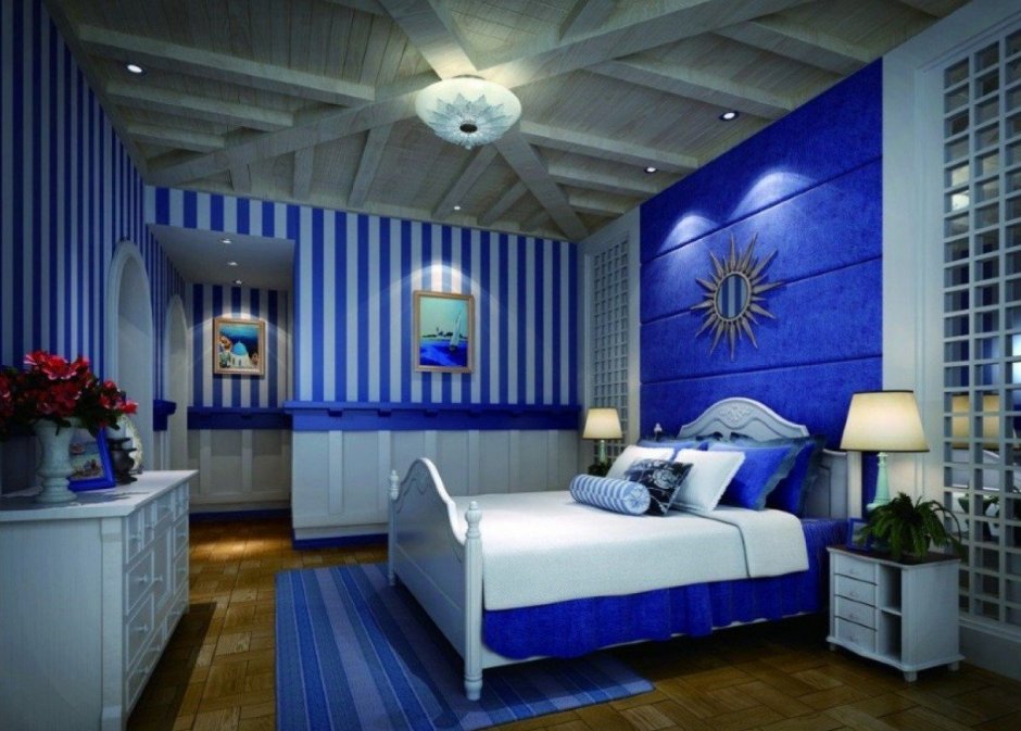 Спальня в синих тонах