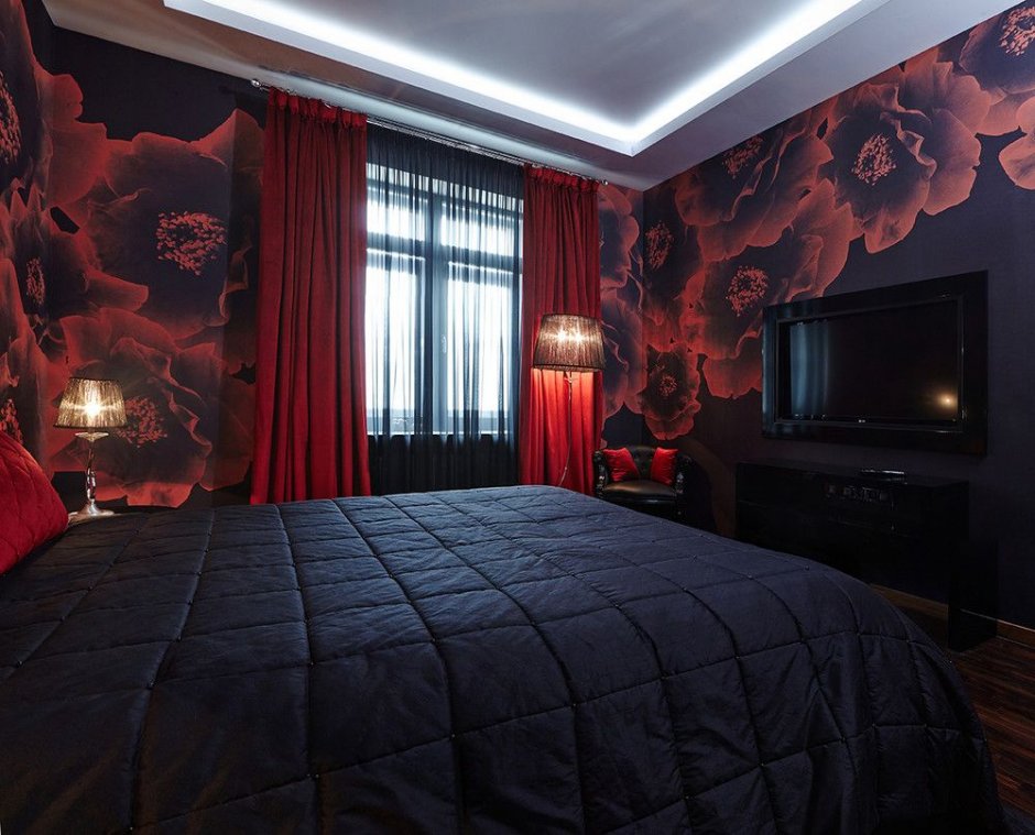 Спальня в красно черном стиле