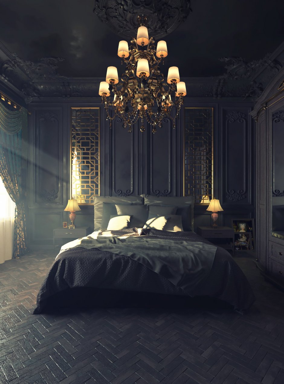 Спальня в темном стиле