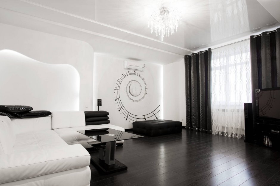 Красивый черно-белый интерьер в квартире