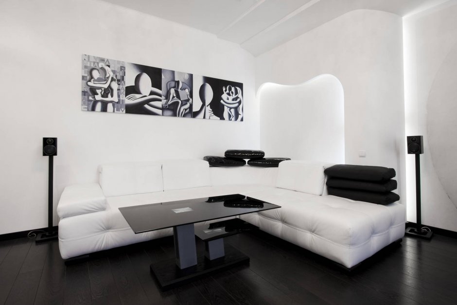 Черно белый дизайн квартиры