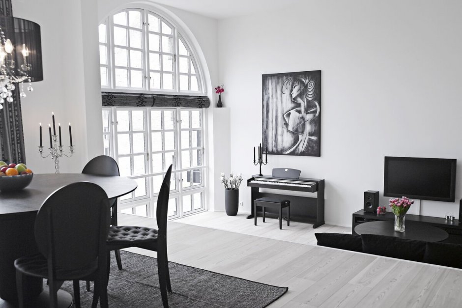 Черно белая мебель в интерьере