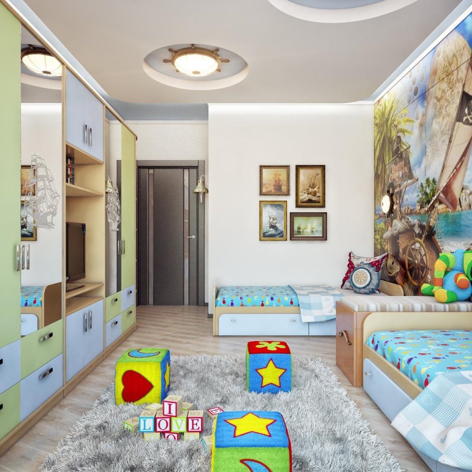 Детская комната 20 кв м для двух разнополых детей