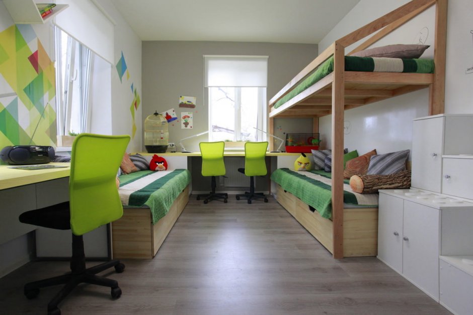 Интерьер детской комнаты для 3 детей