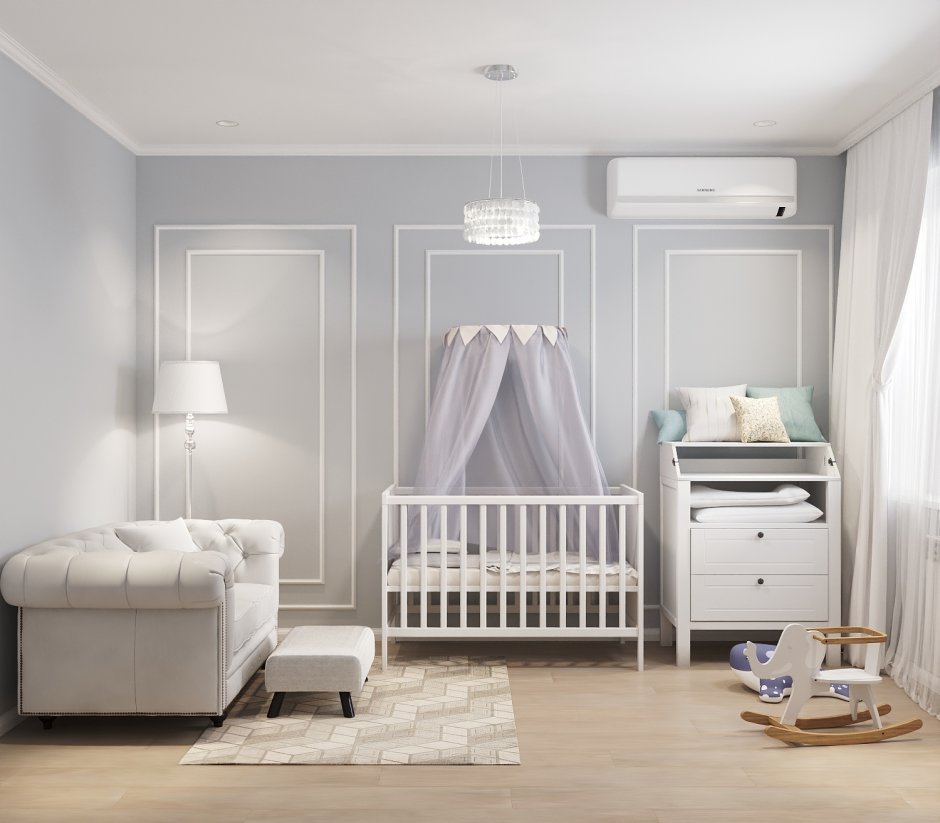 Комната для новорожденного мальчика и родителей