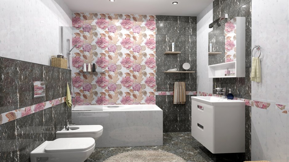 Плитка для ванной комнаты с цветами