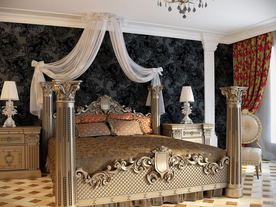 Кровать в королевском стиле