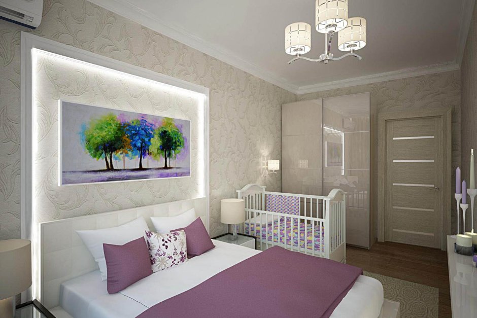 Интерьер современной спальни для молодой семьи