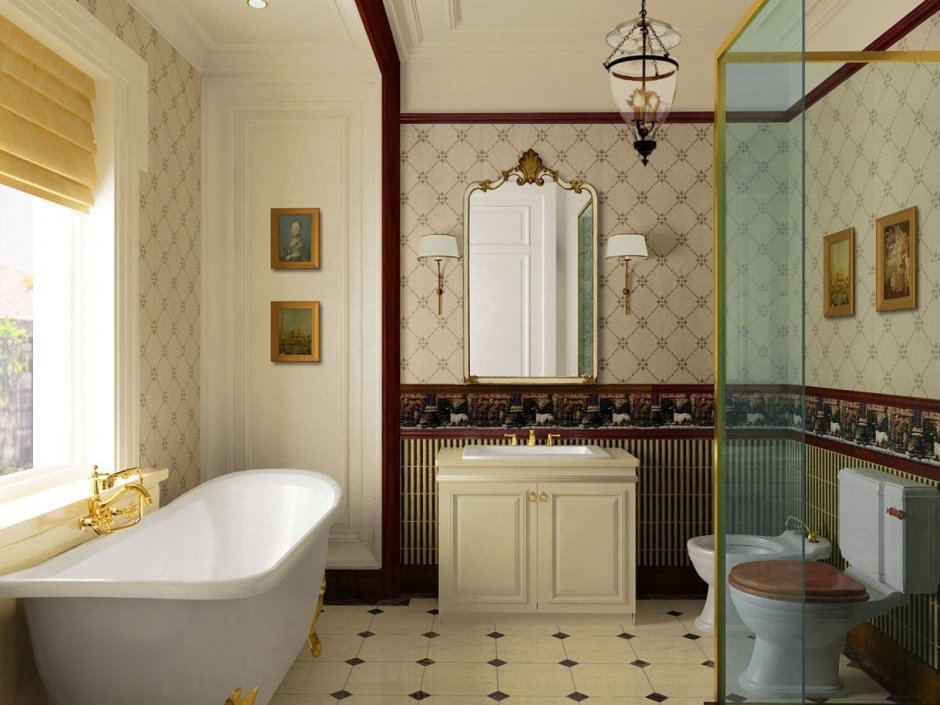 Дизайн ванной комнаты в английском стиле