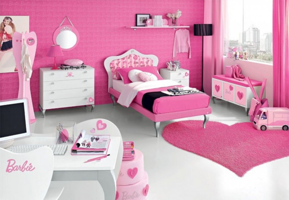 Красивая комната для девочки розовая