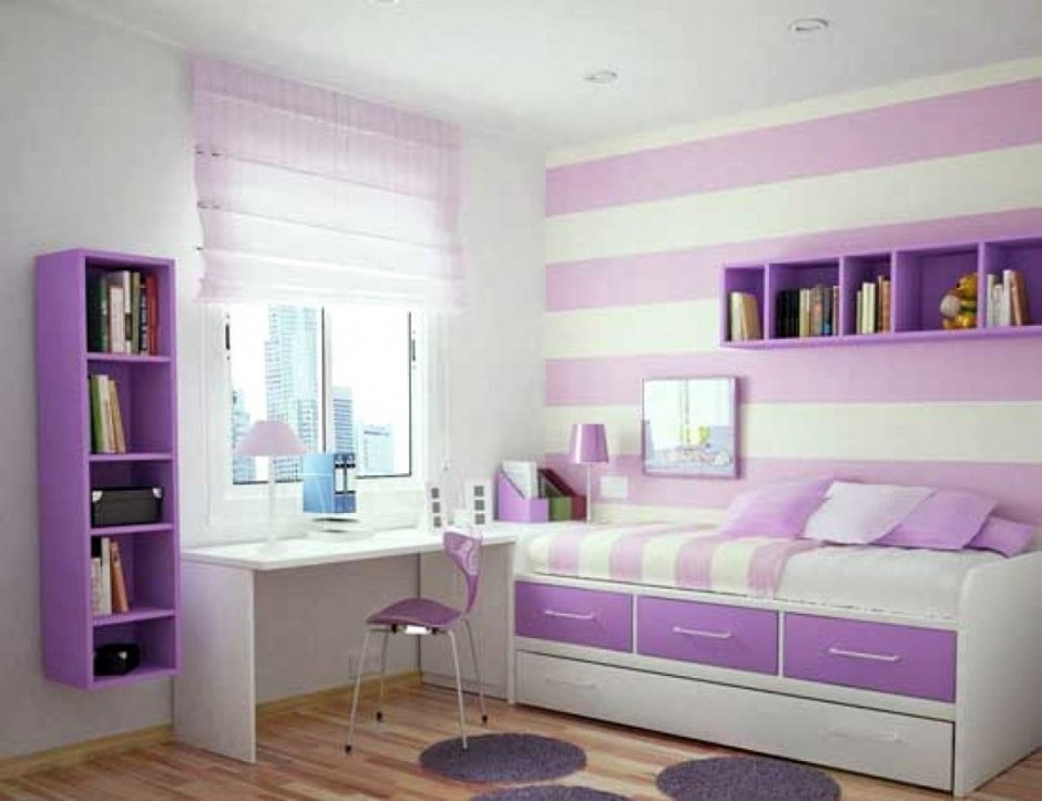 Фиолетовая комната для девочки подростка