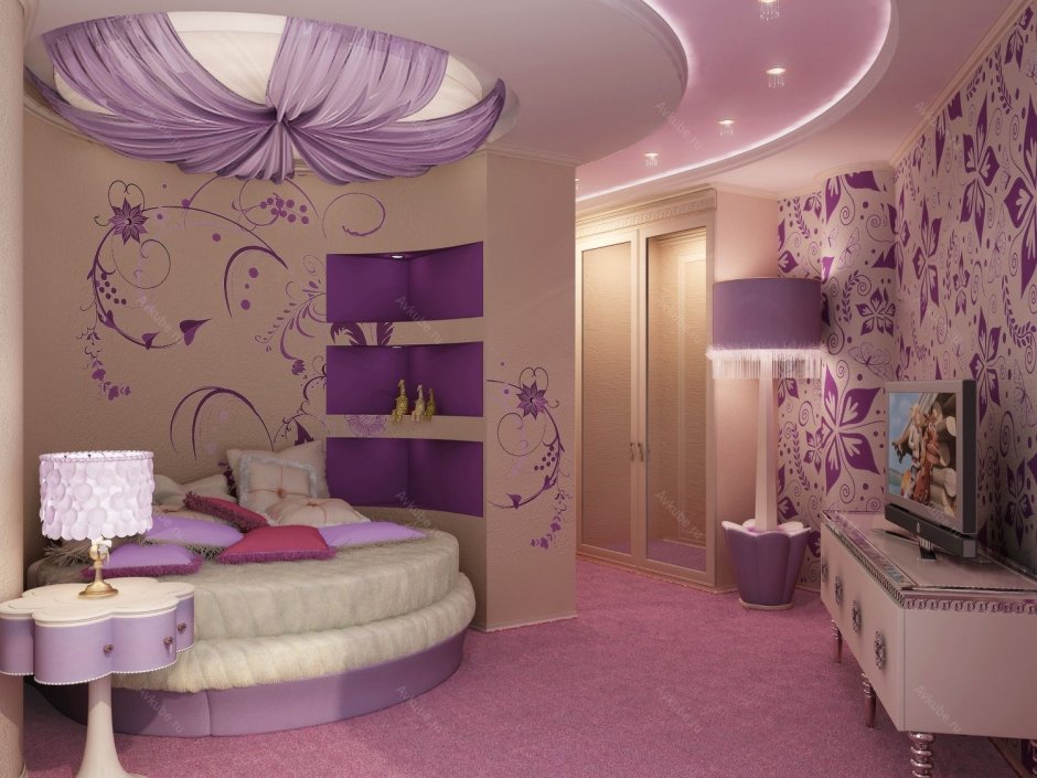Фиолетовая спальня для девочки