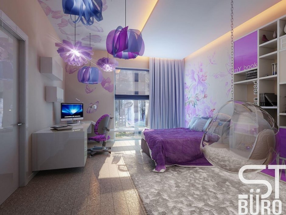 Фиолетовая комната для девочки подростка