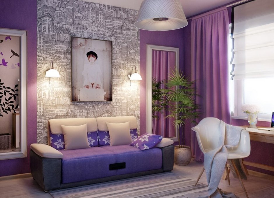 Фиолетовая комната для девочки (64 фото)