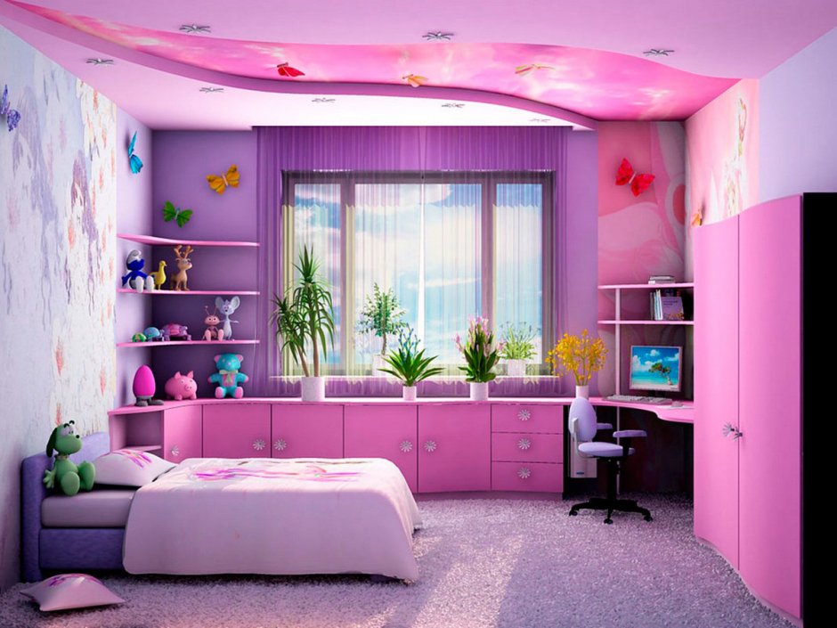 Фиолетовая комната для подростка (62 фото)