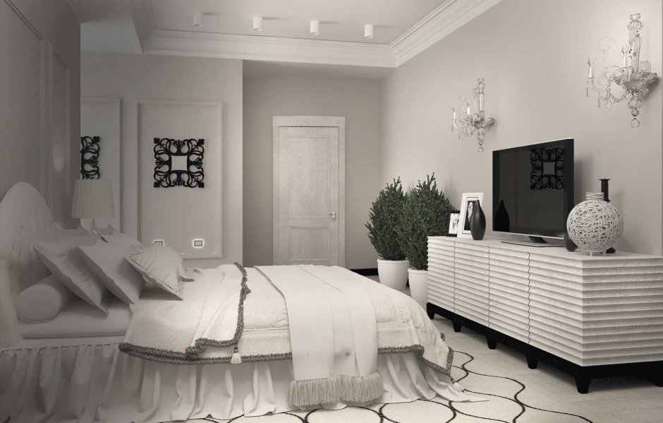 Современная спальня в белом цвете