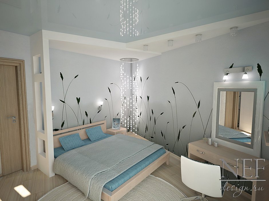 Дизайн спальни комнаты трапеции