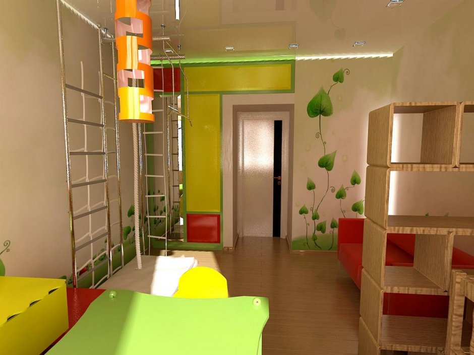 Дизайн детской комнаты 18кв с спортивным уголком