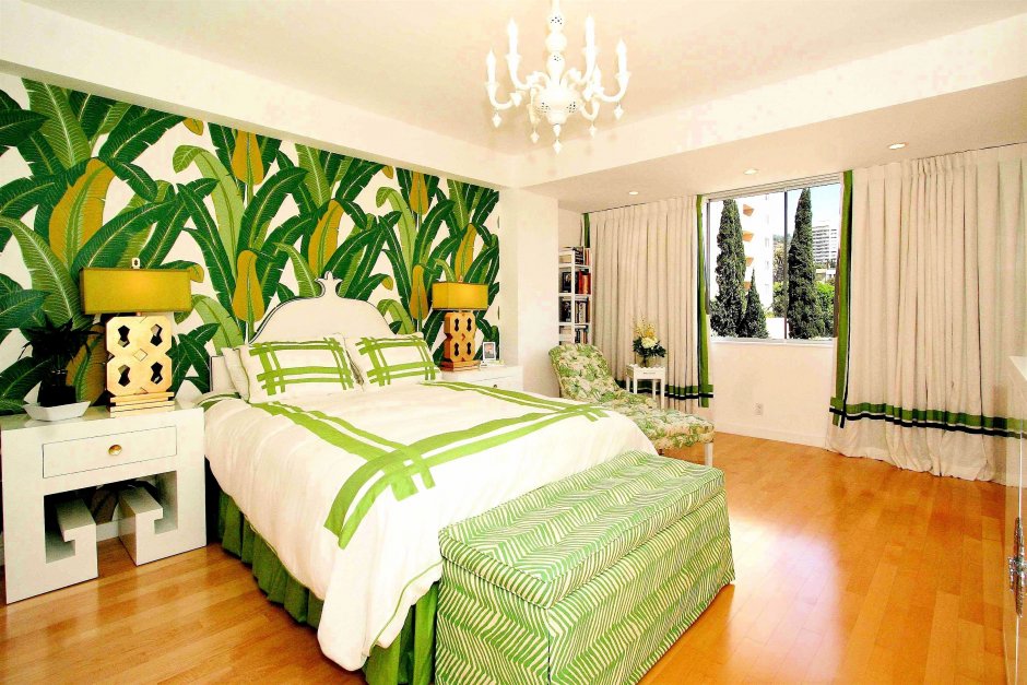 Зеленый интерьер спальни