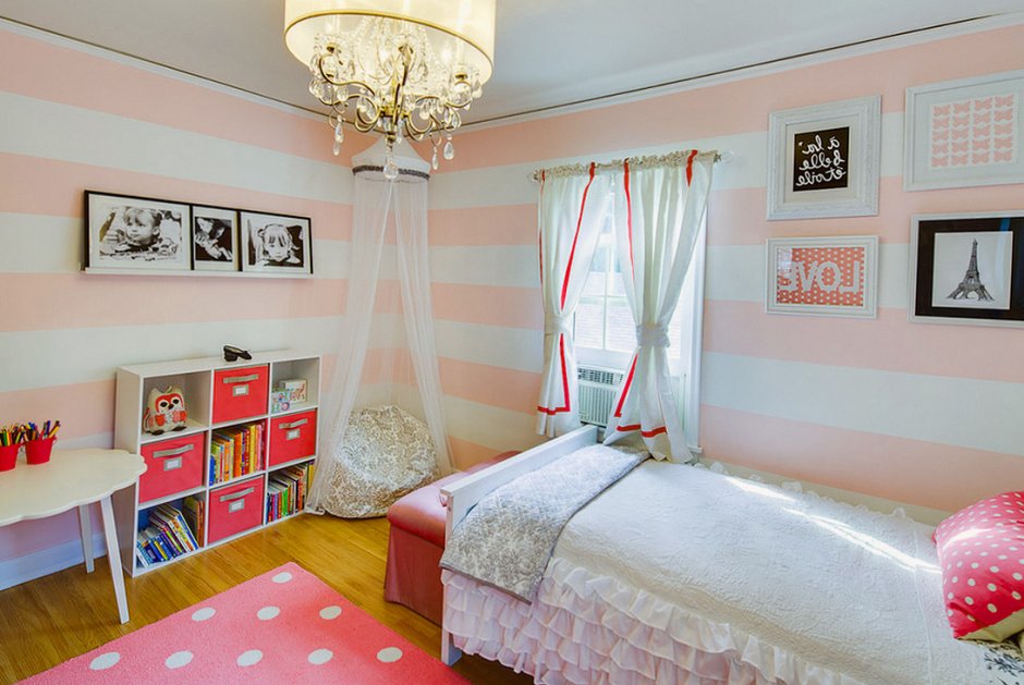 Комната в розовом стиле для подростков