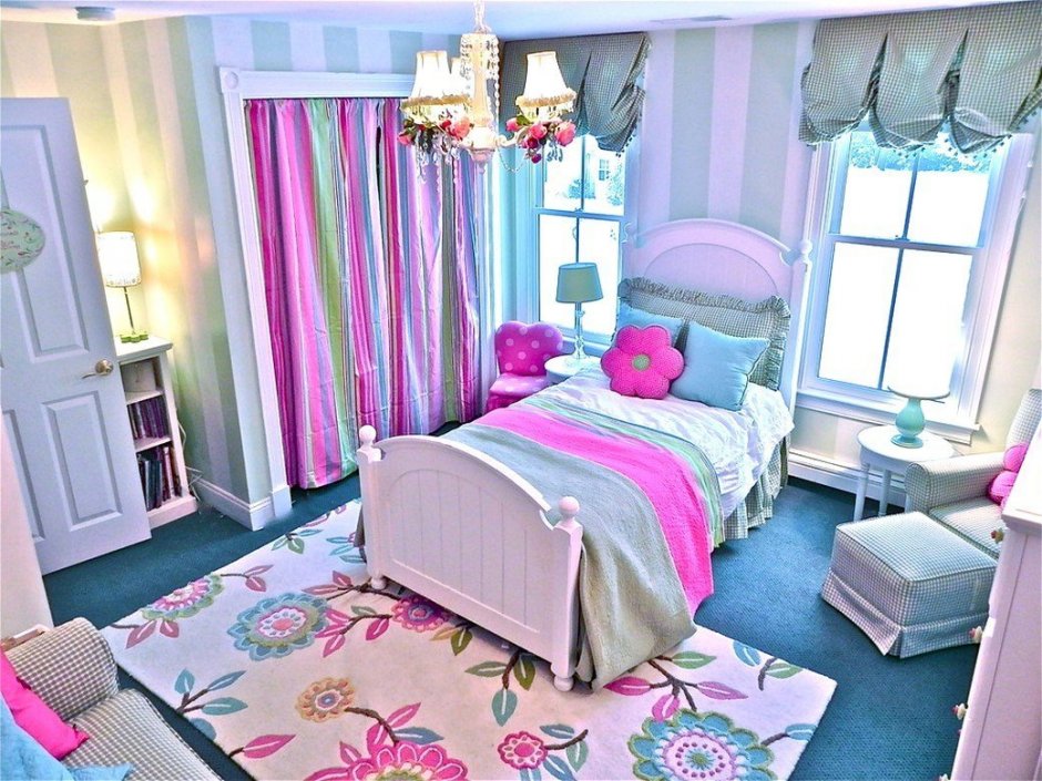 Спальня в розово голубых тонах
