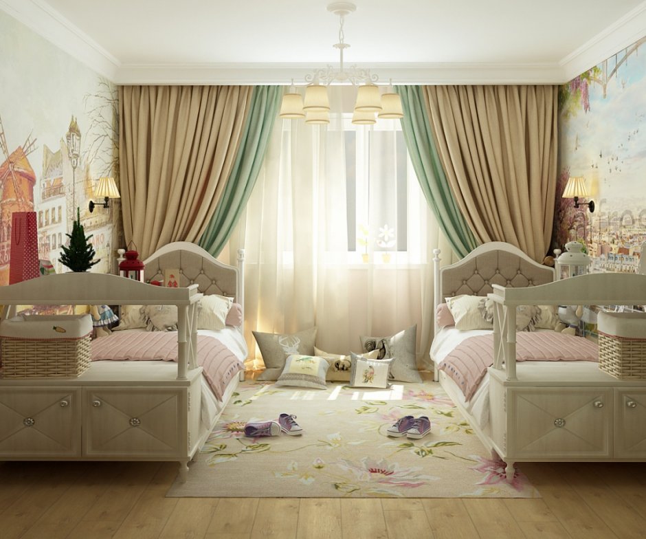 Спальня для двух девочек в классическом стиле
