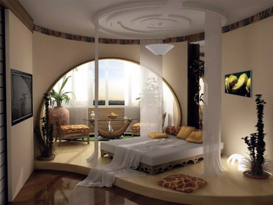 Спальная комната с аркой
