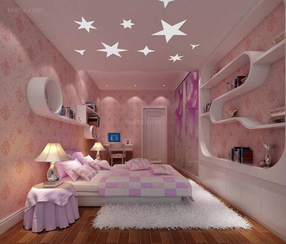 Потолок для девочки в спальню