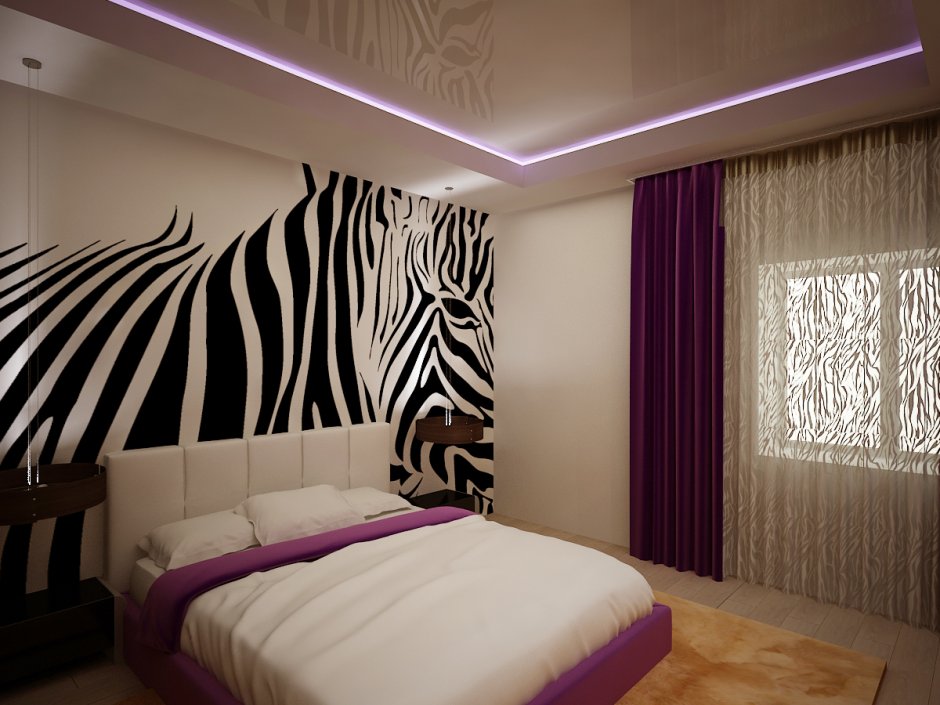 Спальня с зебрами