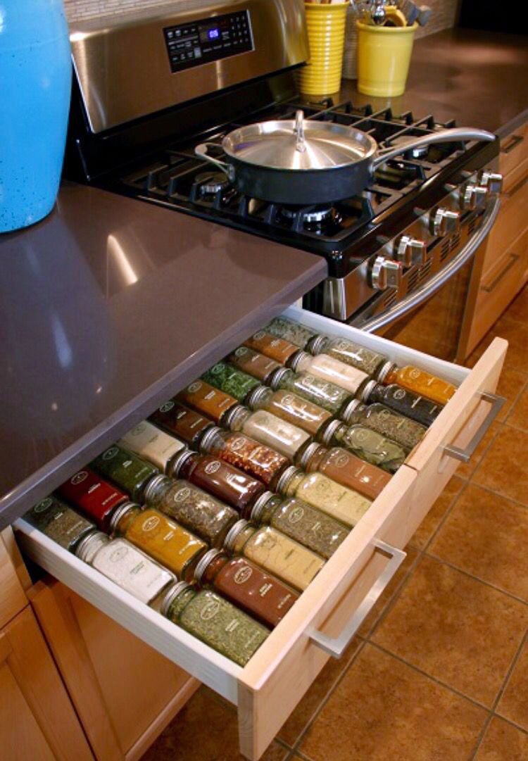 Ящики для специй в кухне