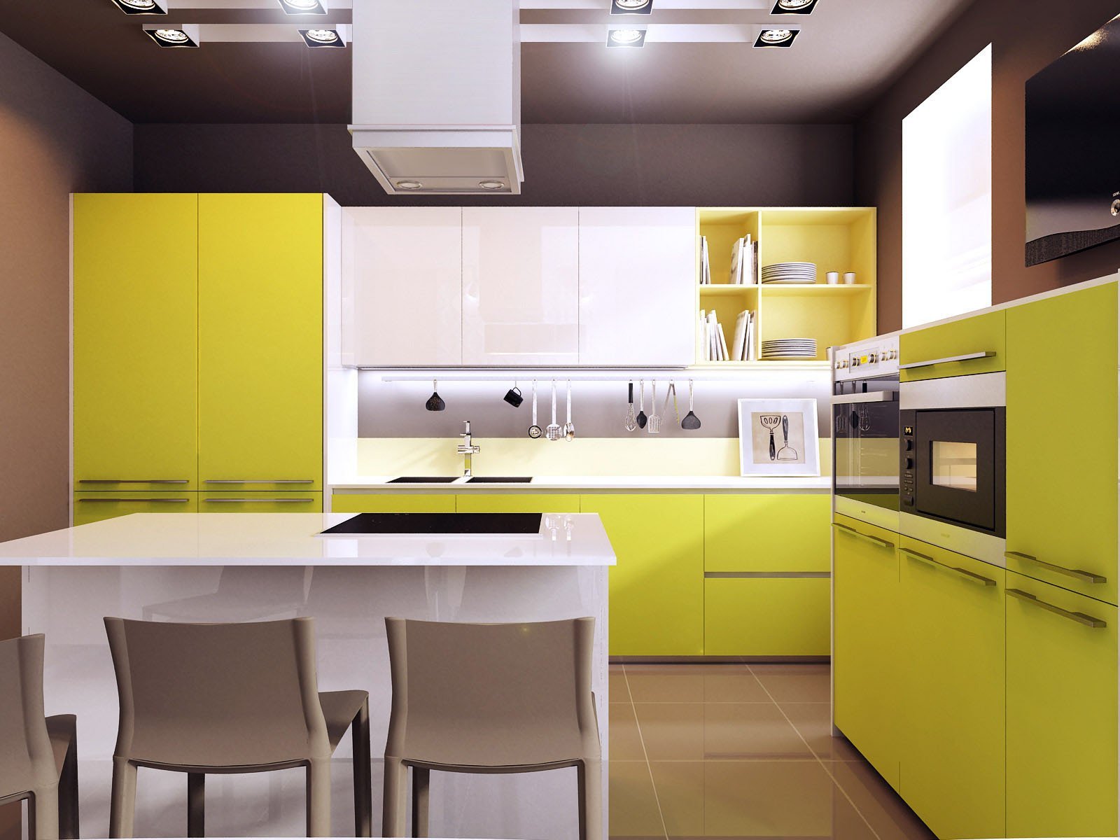 Бело желтая кухня. Желтые кухни. Кухня лимонного цвета. Кухня в желтых тонах. Яркая современная кухня.