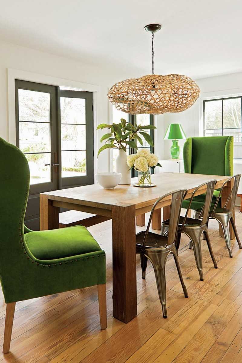 Зеленая гостиная столовая